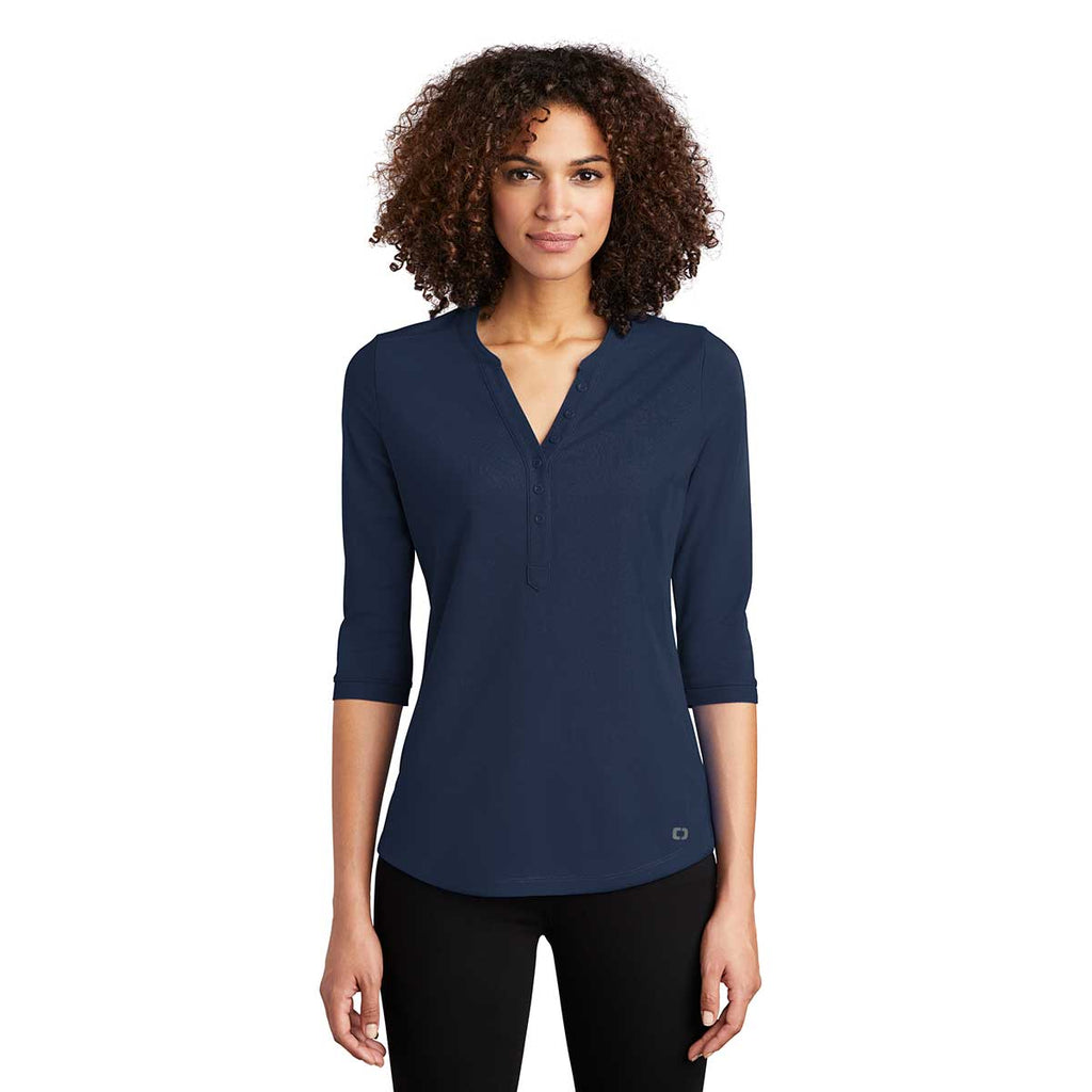 OGIO Women's Navy Jewel Henley