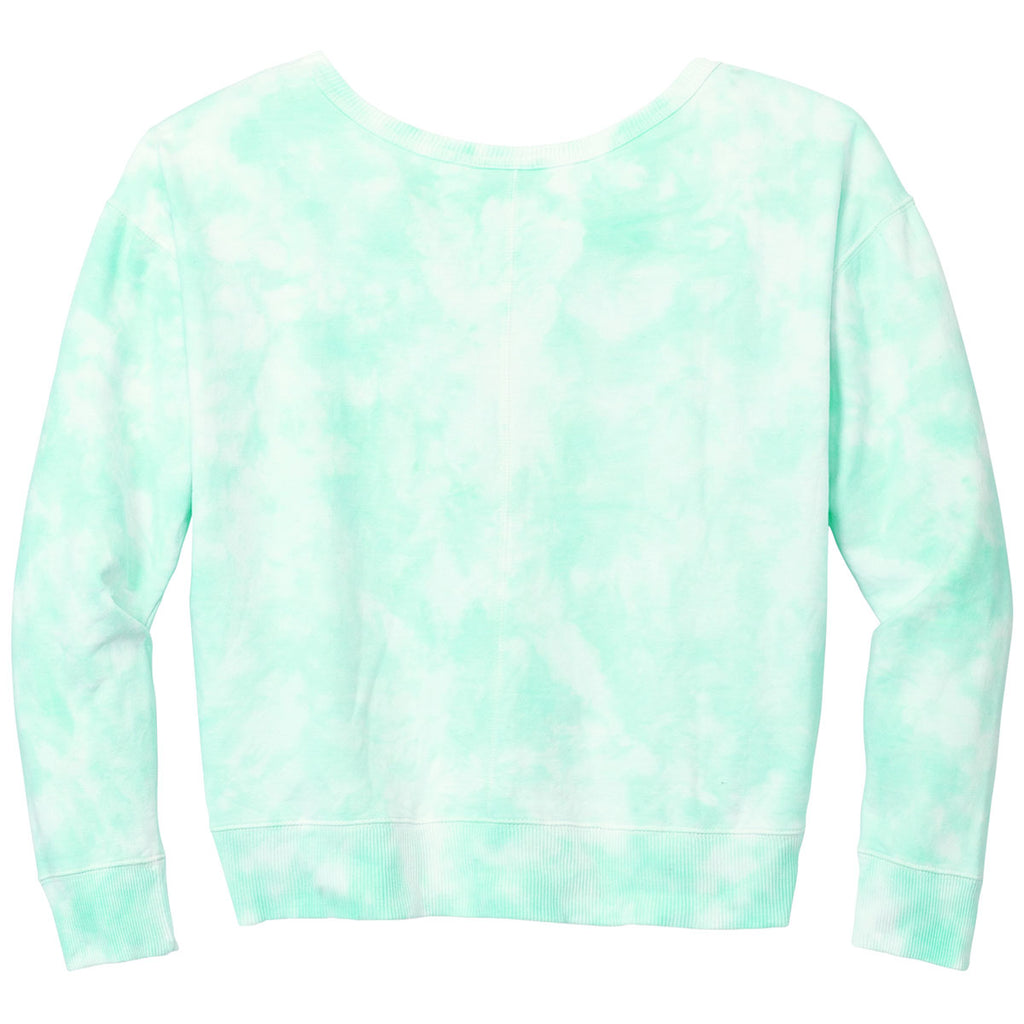 Port & Company Women's Cool Mint Beach Wash Cloud Tie-Dye V-Neck Sweatshirt