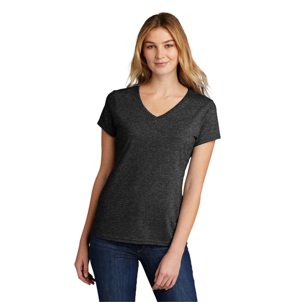 Port & Company Women's Black Heather Tri-Blend V-Neck Tee