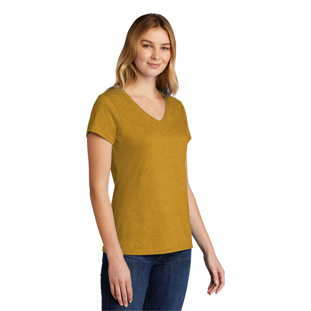 Port & Company Women's Ochre Yellow Heather Tri-Blend V-Neck Tee