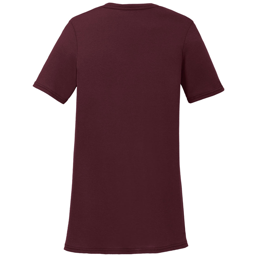 Port & Company Women's Athletic Maroon Performance Blend V-Neck Tee