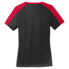 Sport-Tek Women's Black/ True Red PosiCharge Competitor Sleeve-Blocked V-Neck Tee