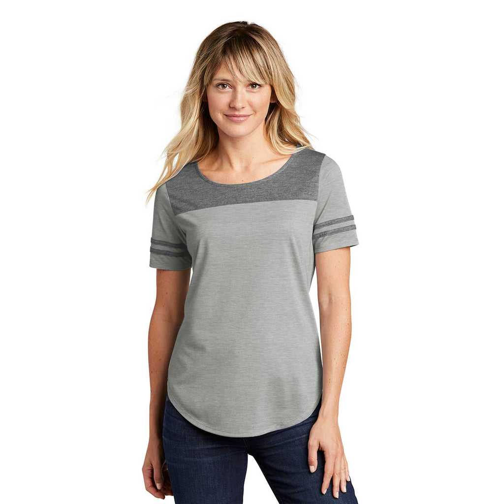 Sport-Tek Women's Dark Grey Heather/Light Grey Heather PosiCharge Tri-Blend Wicking Fan Tee