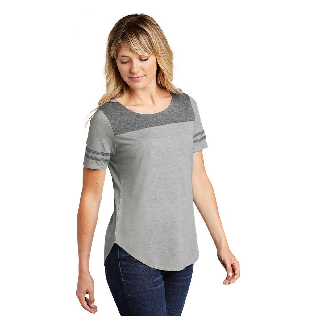 Sport-Tek Women's Dark Grey Heather/Light Grey Heather PosiCharge Tri-Blend Wicking Fan Tee