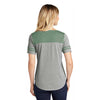 Sport-Tek Women's Forest Heather/Light Grey Heather PosiCharge Tri-Blend Wicking Fan Tee