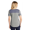 Sport-Tek Women's True Navy Heather/Light Grey Heather PosiCharge Tri-Blend Wicking Fan Tee