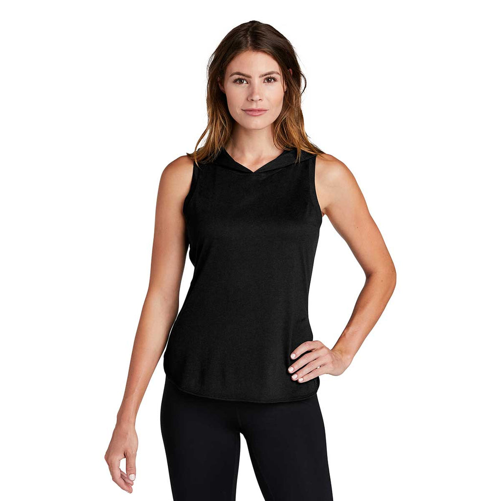 Sport-Tek Women's Black/Black Triad Solid PosiCharge Tri-Blend Wicking Draft Hoodie Tank