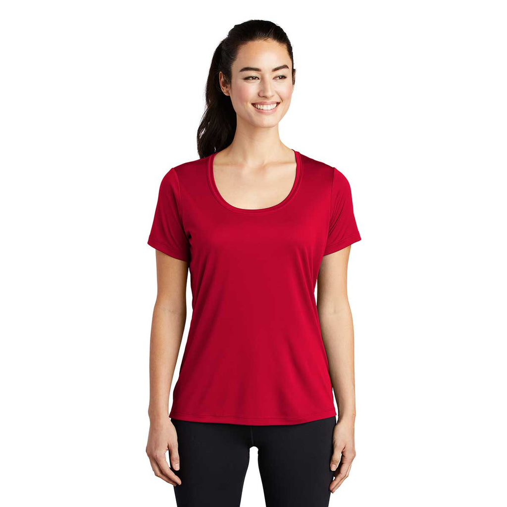 Sport-Tek Women's True Red Posi-UV Pro Scoop Neck Tee