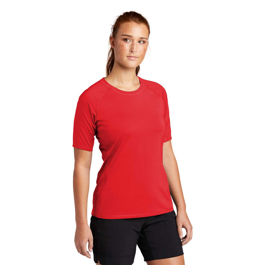 Sport-Tek Women's True Red Short Sleeve Rashguard Tee