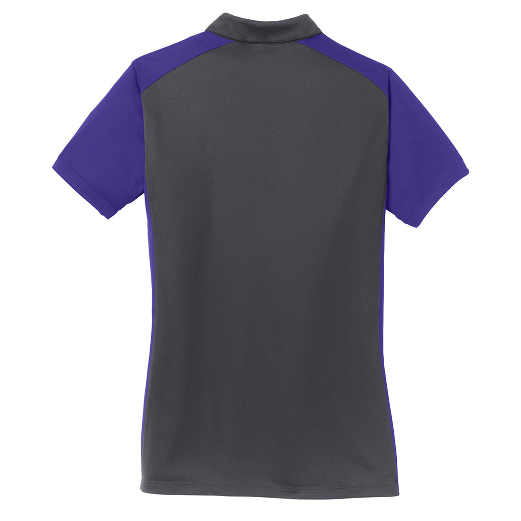 Sport-Tek Women's Iron Grey/Purple Colorblock Micropique Sport-Wick Polo