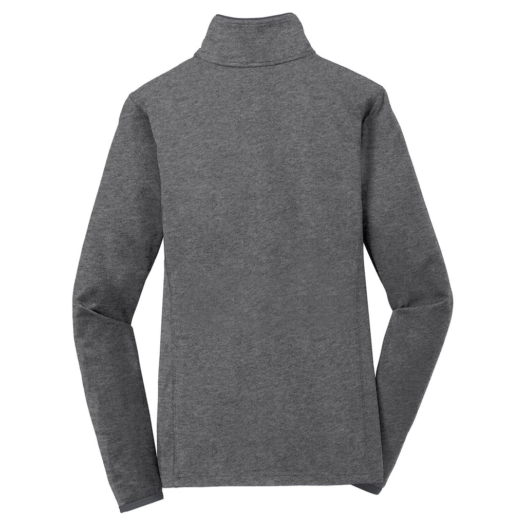 Sport-Tek Women's Charcoal Grey Heather/Charcoal Grey Sport-Wick Stretch Contrast Full-Zip Jacket