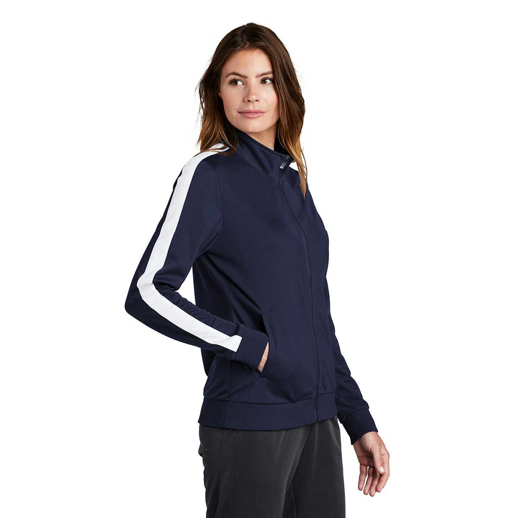 Sport-Tek Women's True Navy/White Tricot Track Jacket