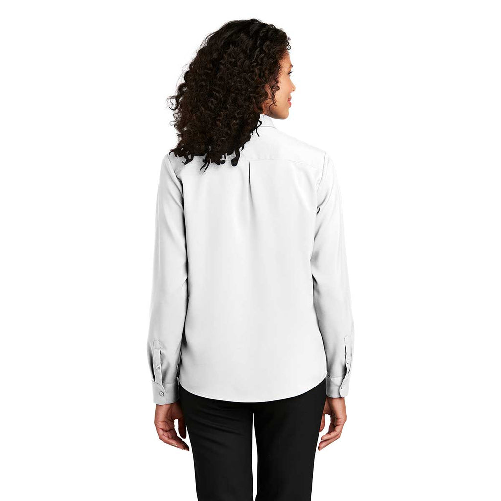 Port Authority Women's White Long Sleeve Performance Staff Shirt