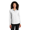 Port Authority Women's White Long Sleeve Performance Staff Shirt