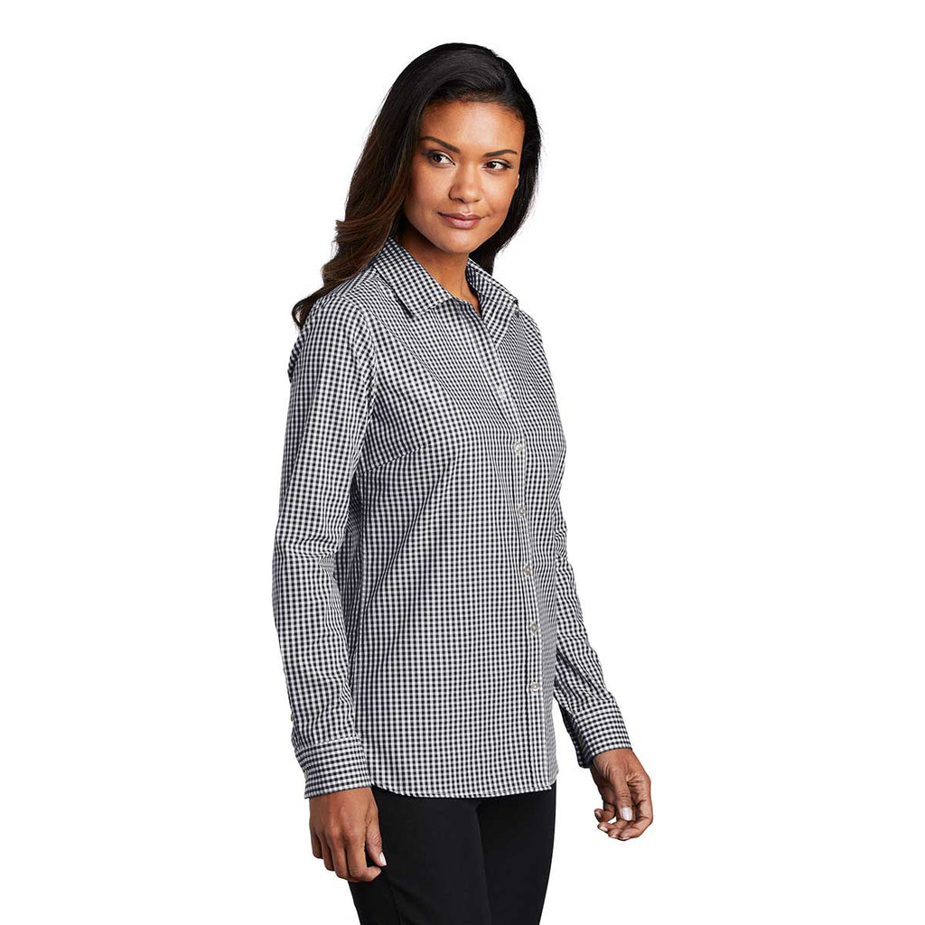 Port Authority Women's Black/White Broadcloth Gingham Easy Care Shirt