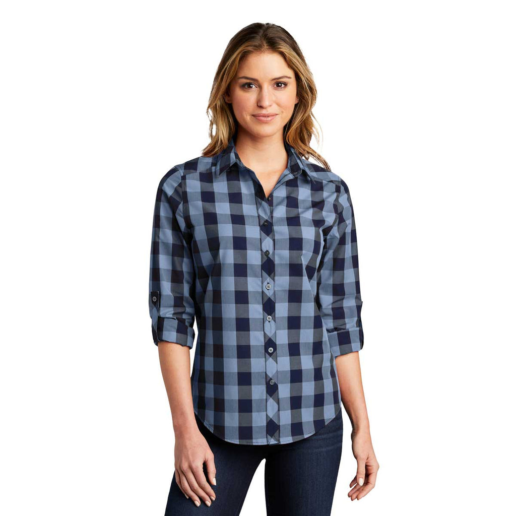 Port Authority Women's True Navy Everyday Plaid Shirt