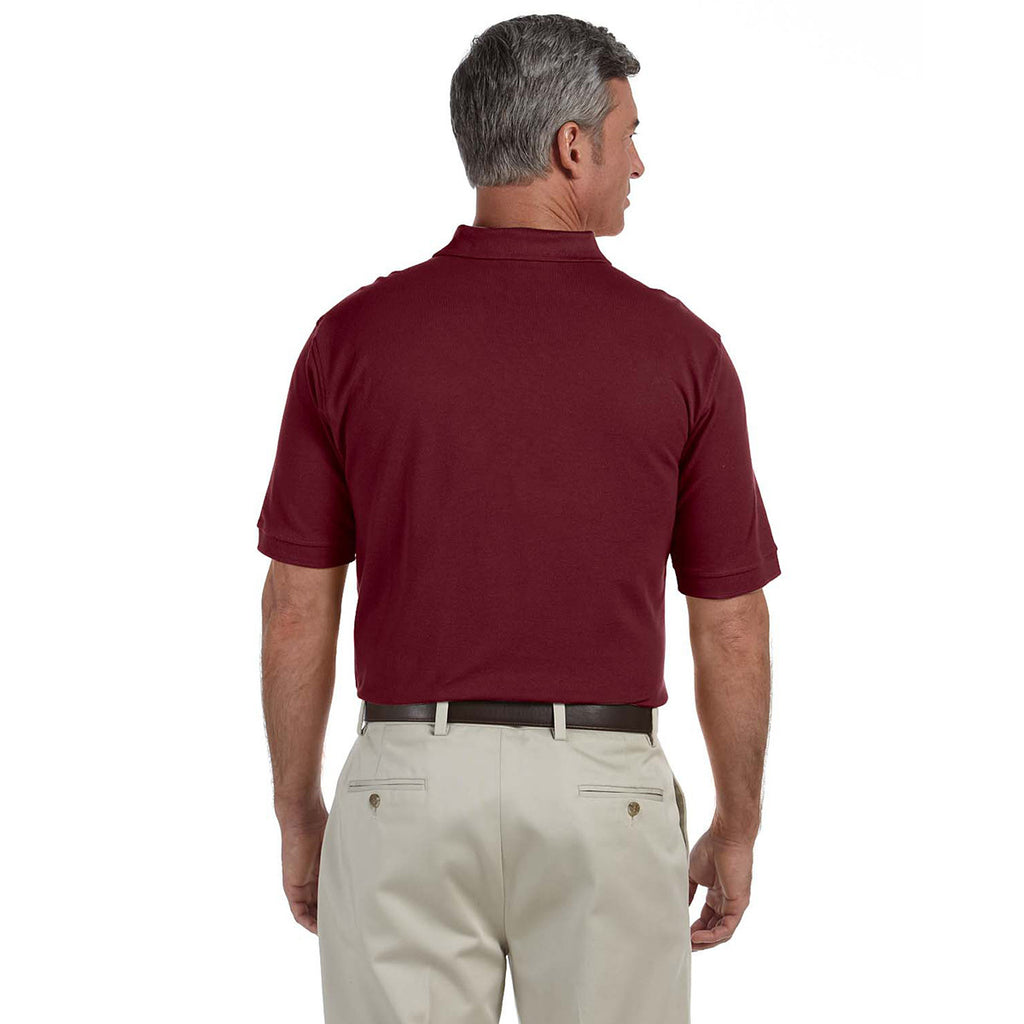 Harriton Men's Wine 6 oz. Ringspun Cotton Pique Short-Sleeve Polo