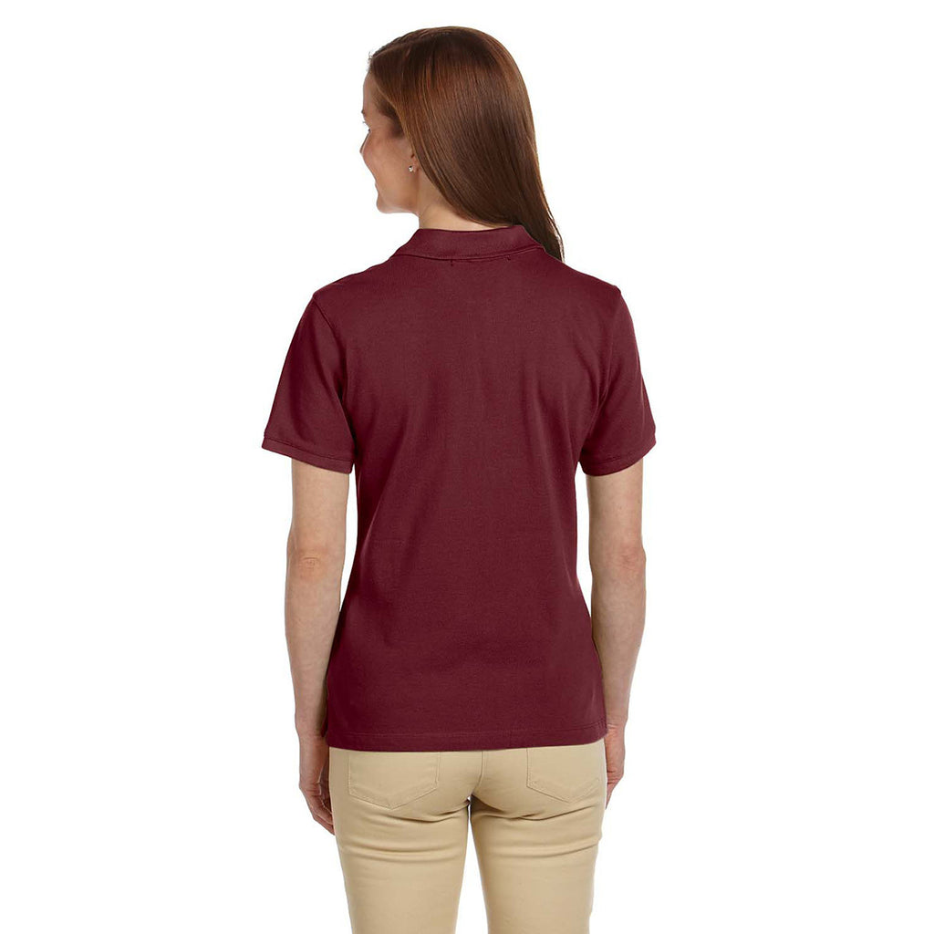 Harriton Women's Wine 6 oz. Ringspun Cotton Pique Short-Sleeve Polo