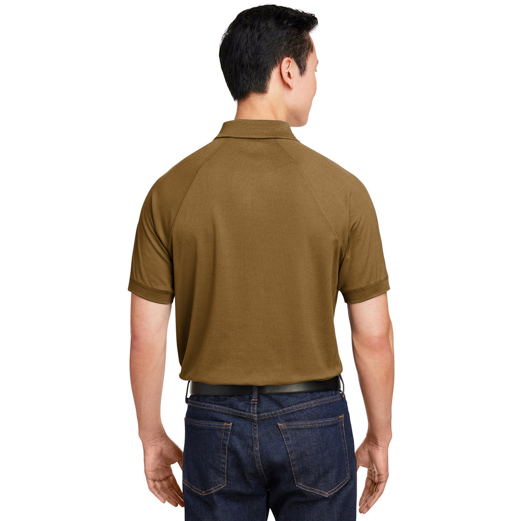 Harriton Men's Coyote Brown Charge Snag and Soil Protect Polo