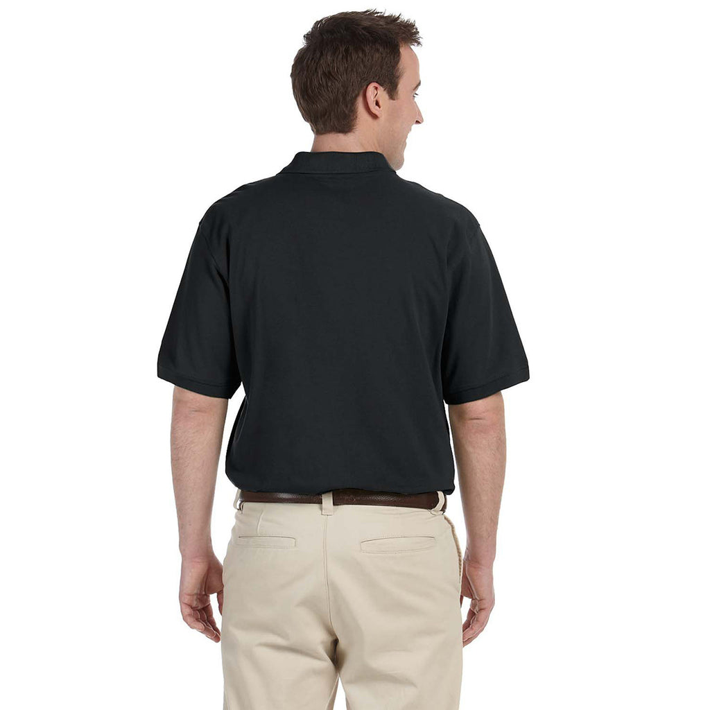 Harriton Men's Black 5.6 oz. Easy Blend Polo