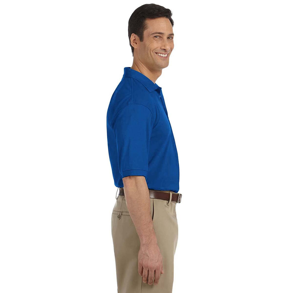 Harriton Men's True Royal 5.6 oz. Easy Blend Polo with Pocket