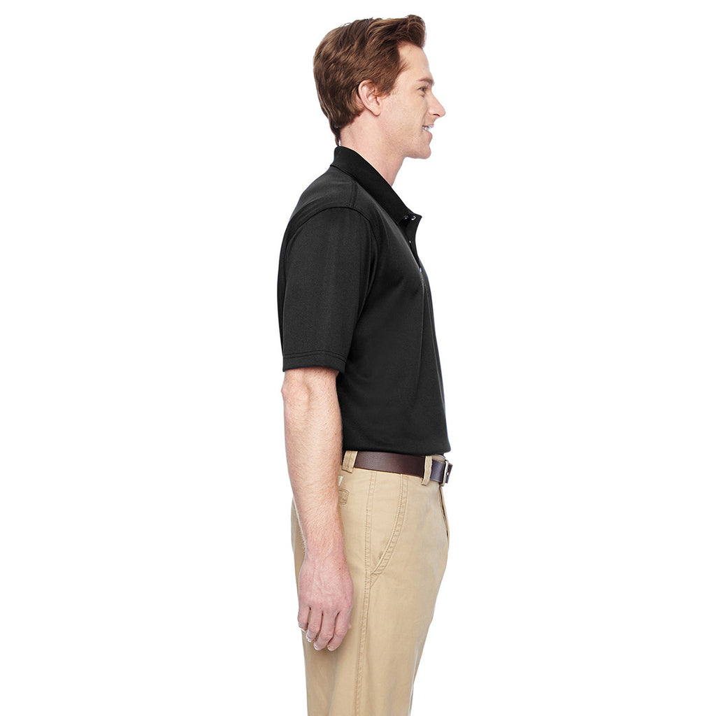 Harriton Men's Black Advantage IL Snap Placket Performance Polo