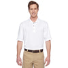 Harriton Men's White Advantage IL Snap Placket Performance Polo