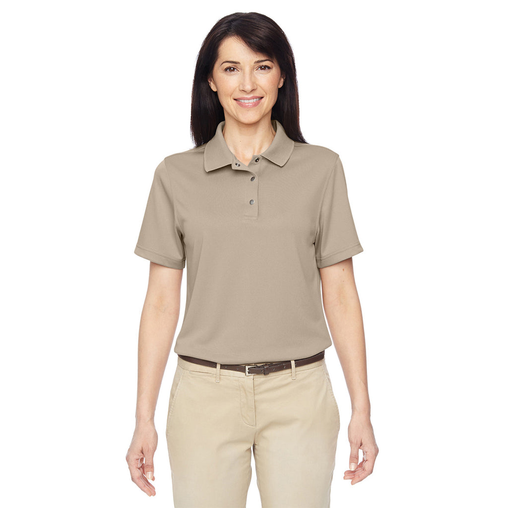 Harriton Women's Khaki Advantage IL Snap Placket Performance Polo