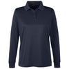 Harriton Women's Dark Navy Advantage Snag Protection Plus Long Sleeve Polo