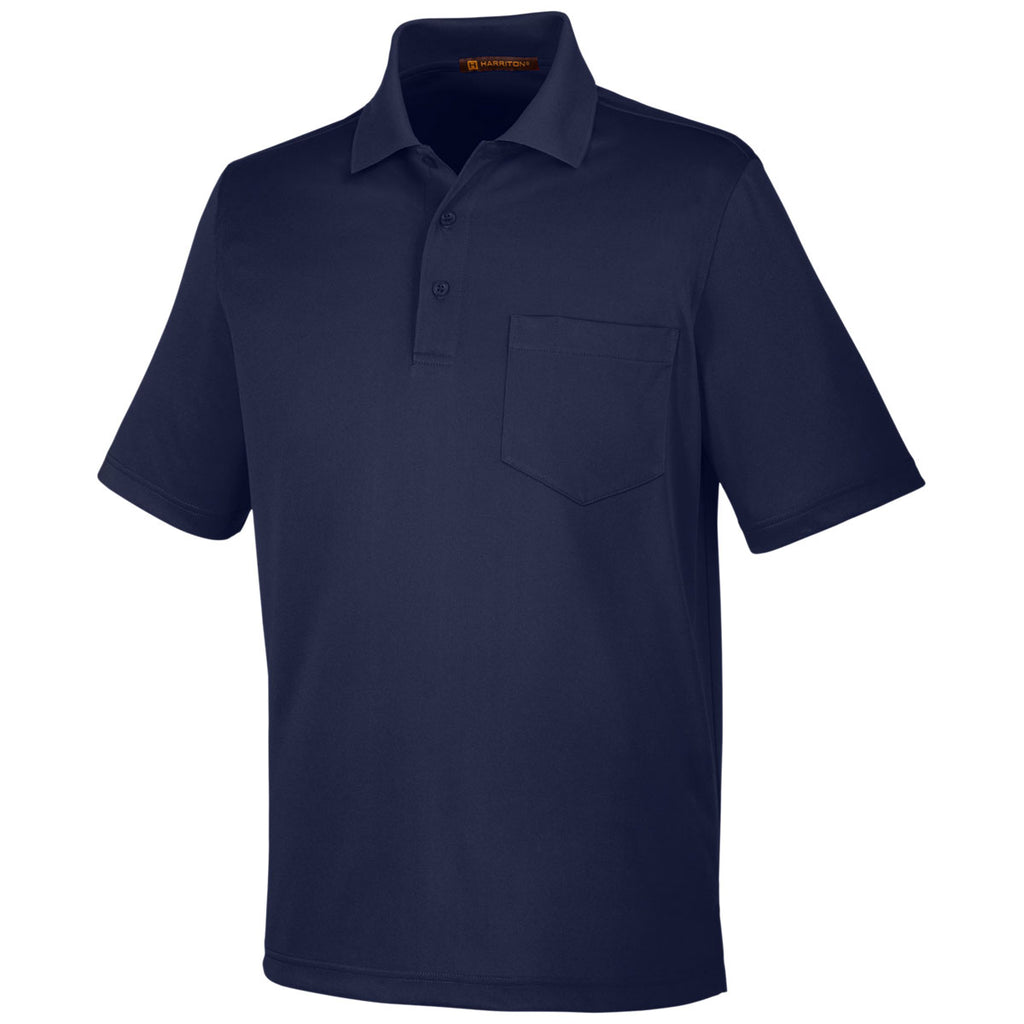 Harriton Men's Dark Navy Advantage Snag Protection Plus Pocket Polo