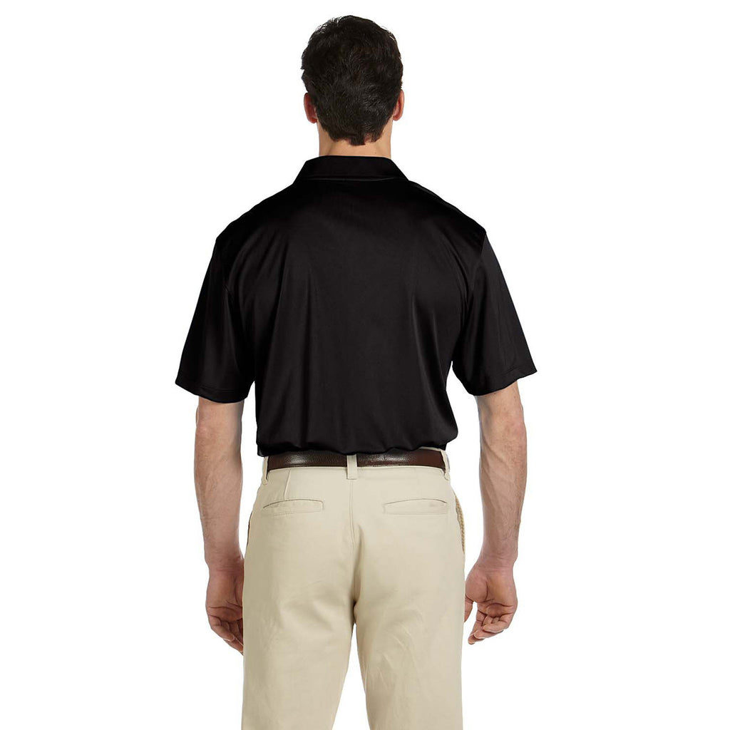 Harriton Men's Black Micro-Pique Polo