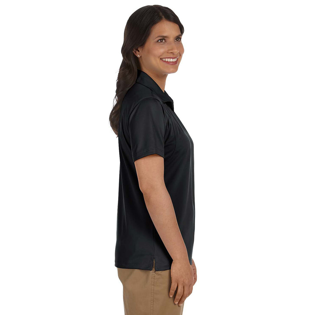 Harriton Women's Black Micro-Pique Polo