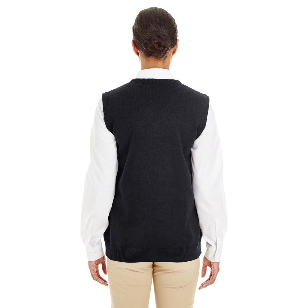 Harriton Women's Black Pilbloc V-Neck Sweater Vest