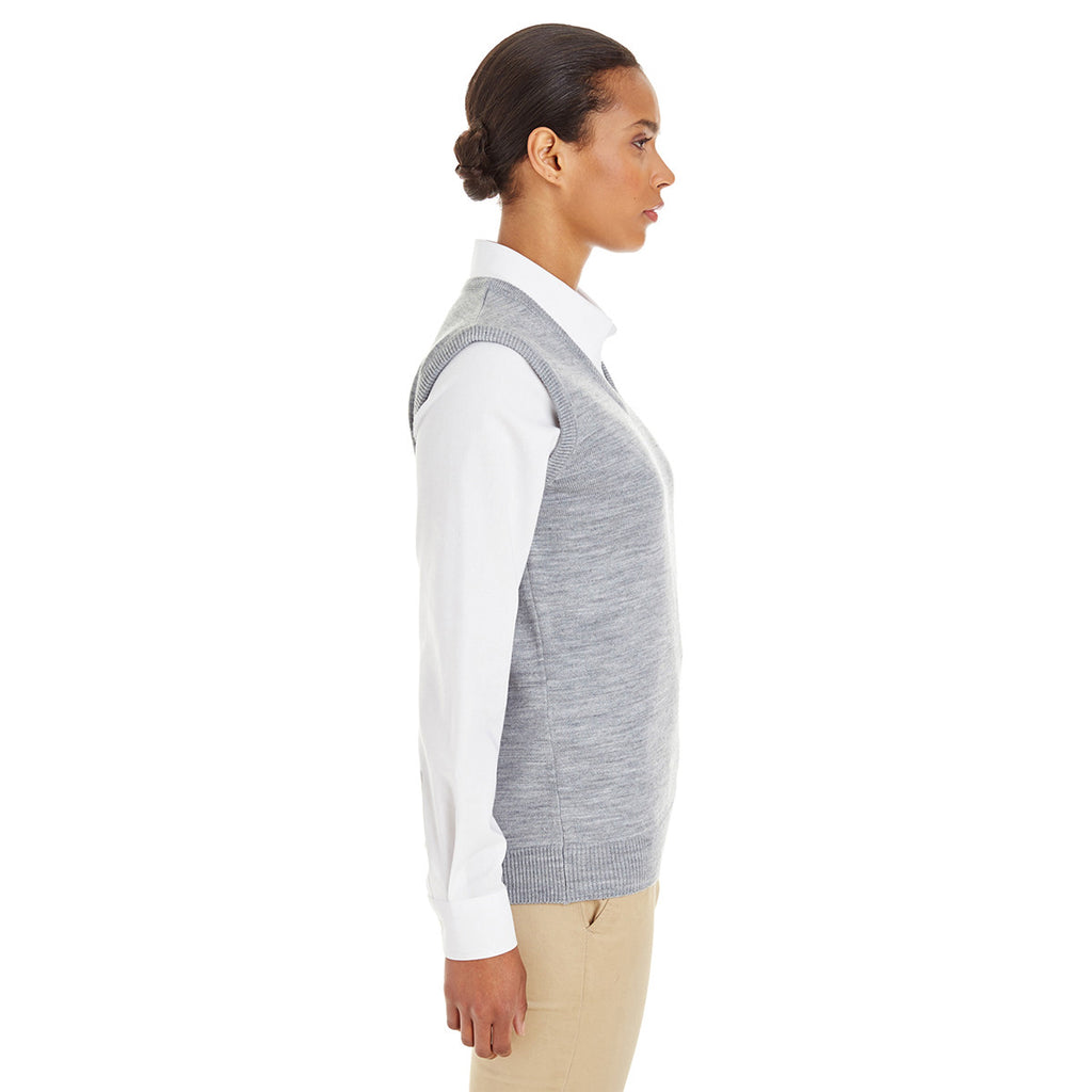 Harriton Women's Grey Heather Pilbloc V-Neck Sweater Vest