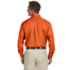 Harriton Men's Team Orange Easy Blend Long-Sleeve Twill Shirt with Stain-Release