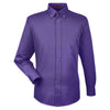 Harriton Men's Team Purple Easy Blend Long-Sleeve Twill Shirt with Stain-Release