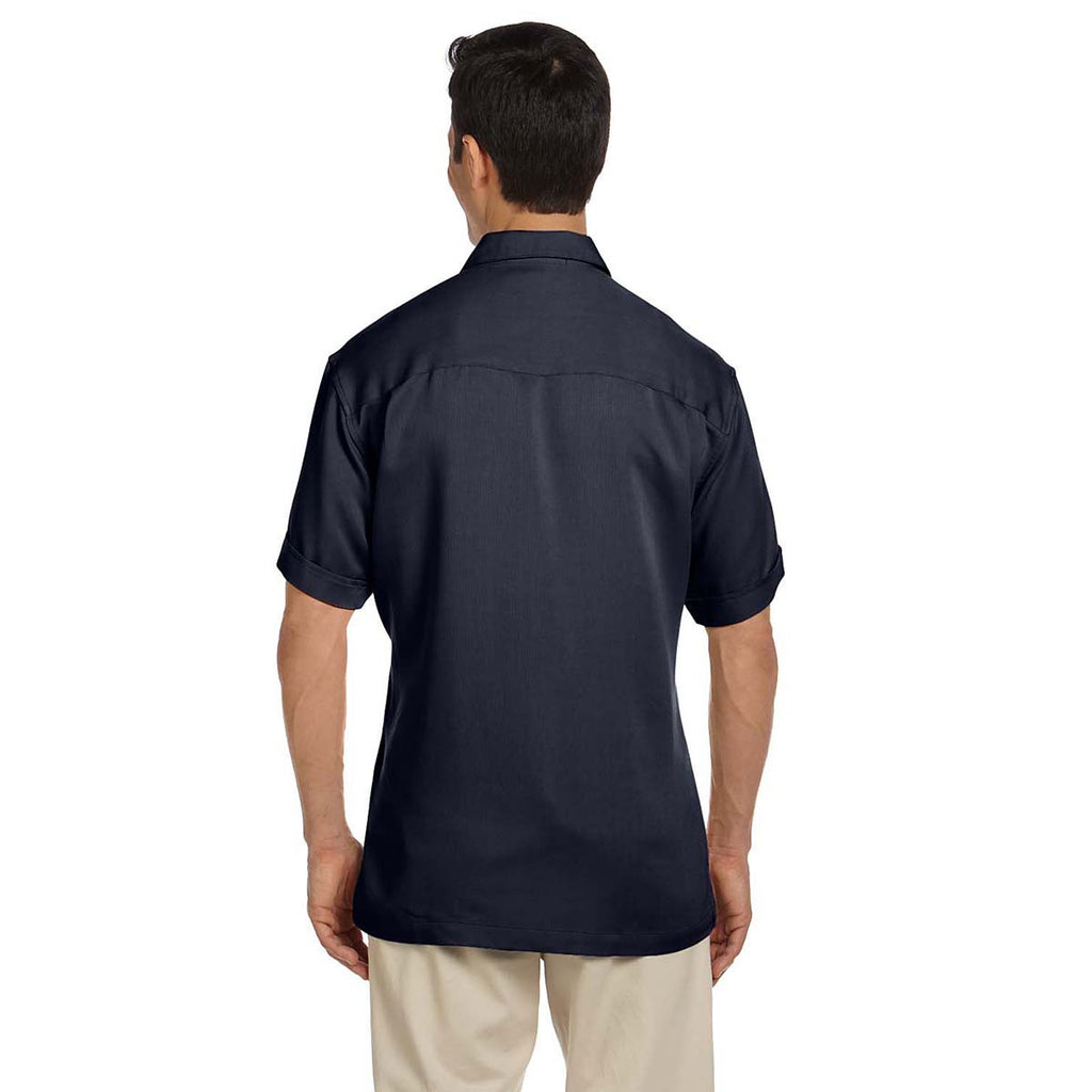 Harriton Men's Navy/Creme Two-Tone Bahama Cord Camp Shirt