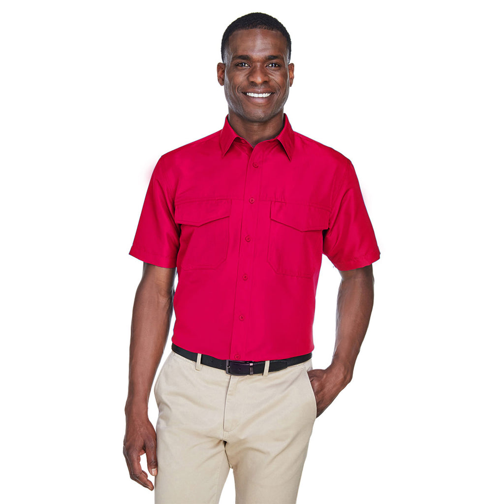 Harriton Men's Red Key West Short-Sleeve Performance Staff Shirt