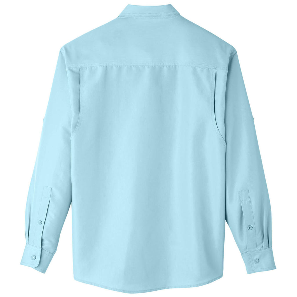 Harriton Men's Cloud Blue Key West Long-Sleeve Performance Staff Shirt