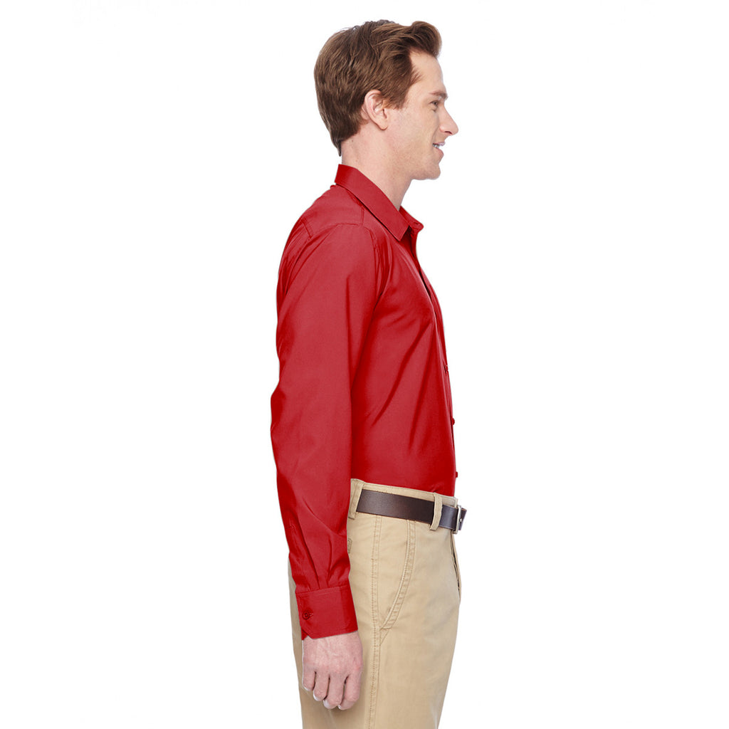 Harriton Men's Parrot Red Paradise Long-Sleeve Performance Shirt