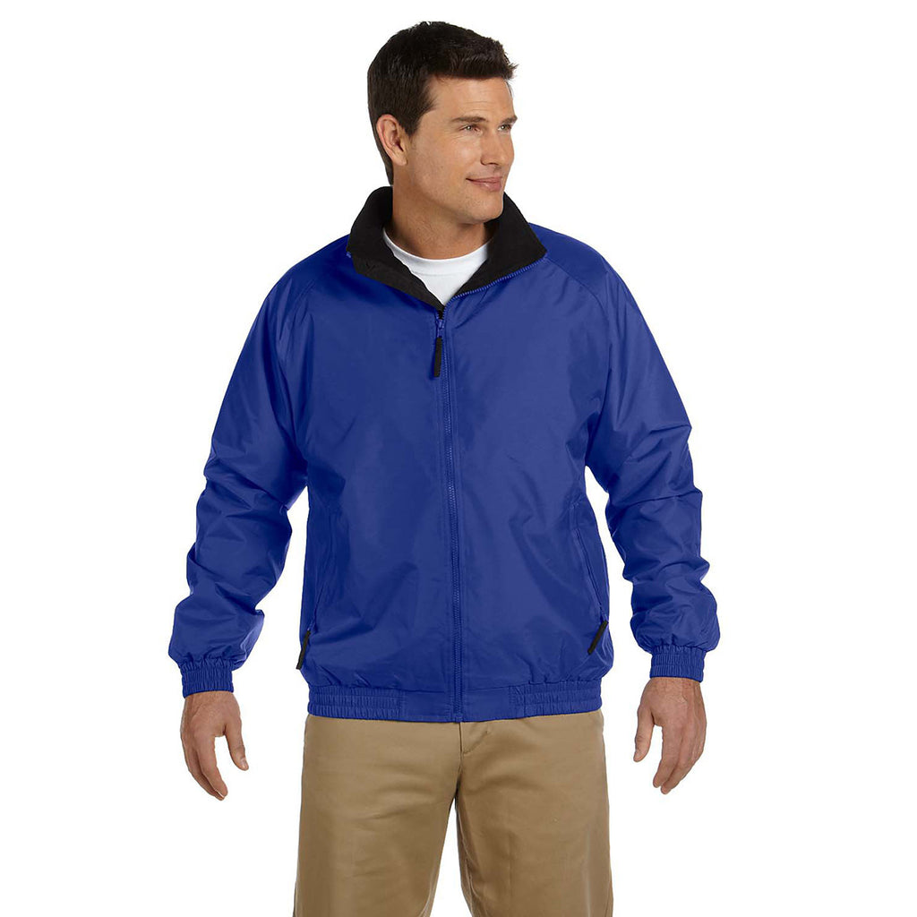 Harriton Men's True Royal/Black Fleece-Lined Nylon Jacket