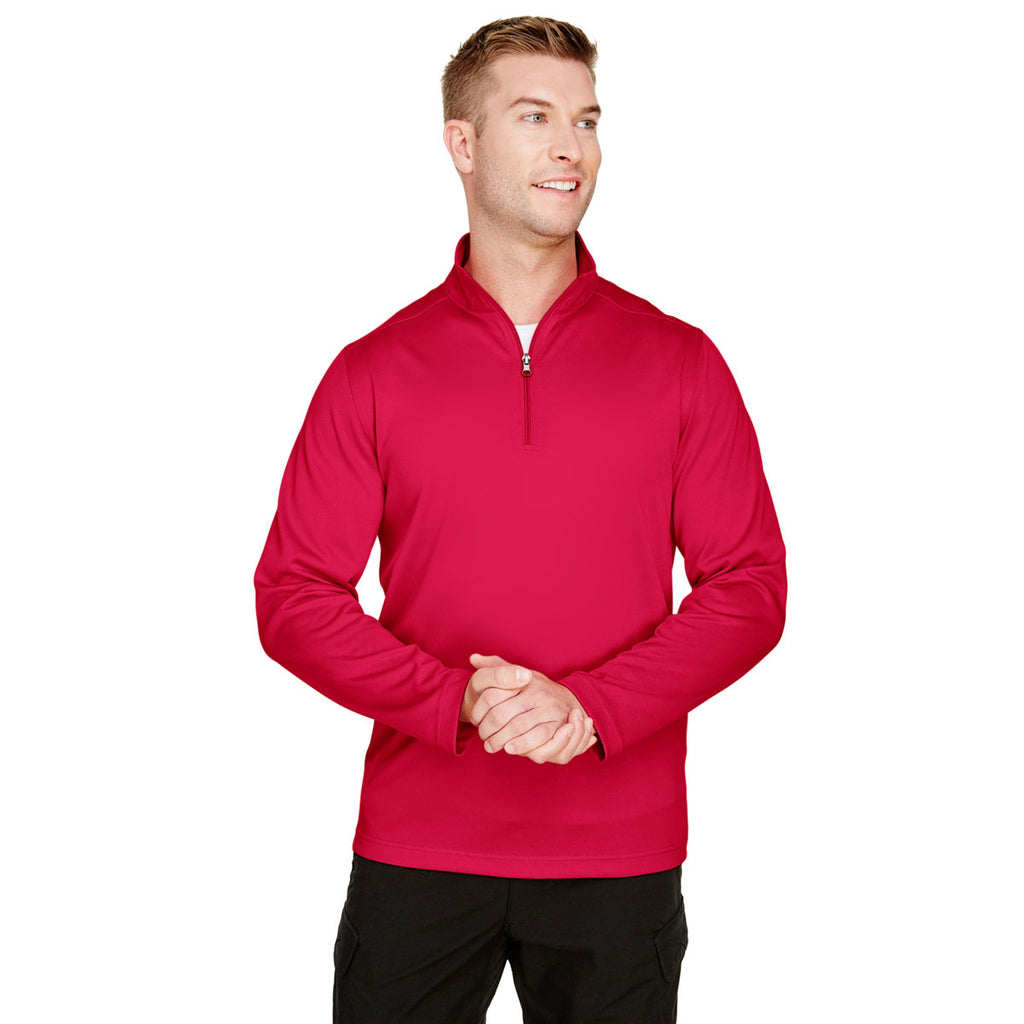 Harriton Men's Red Advantage Snag Protection Plus Quarter-Zip