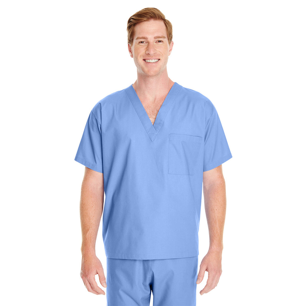 Harriton Men's Ciel Blue Restore 4.9 oz. Scrub Top