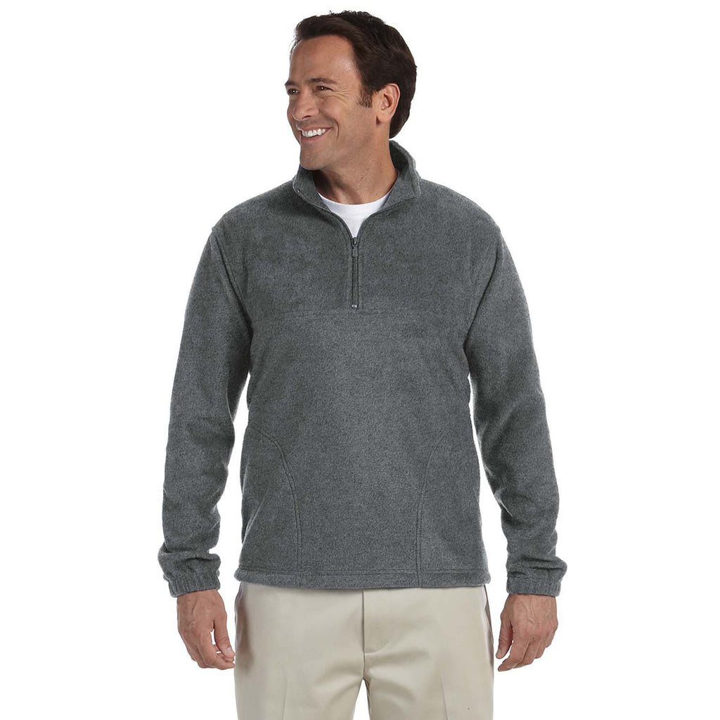 Harriton Men's Charcoal 8 oz. Quarter-Zip Fleece Pullover