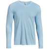 Expert Men's Light Blue American Moca V-Neck Long Sleeve Tee