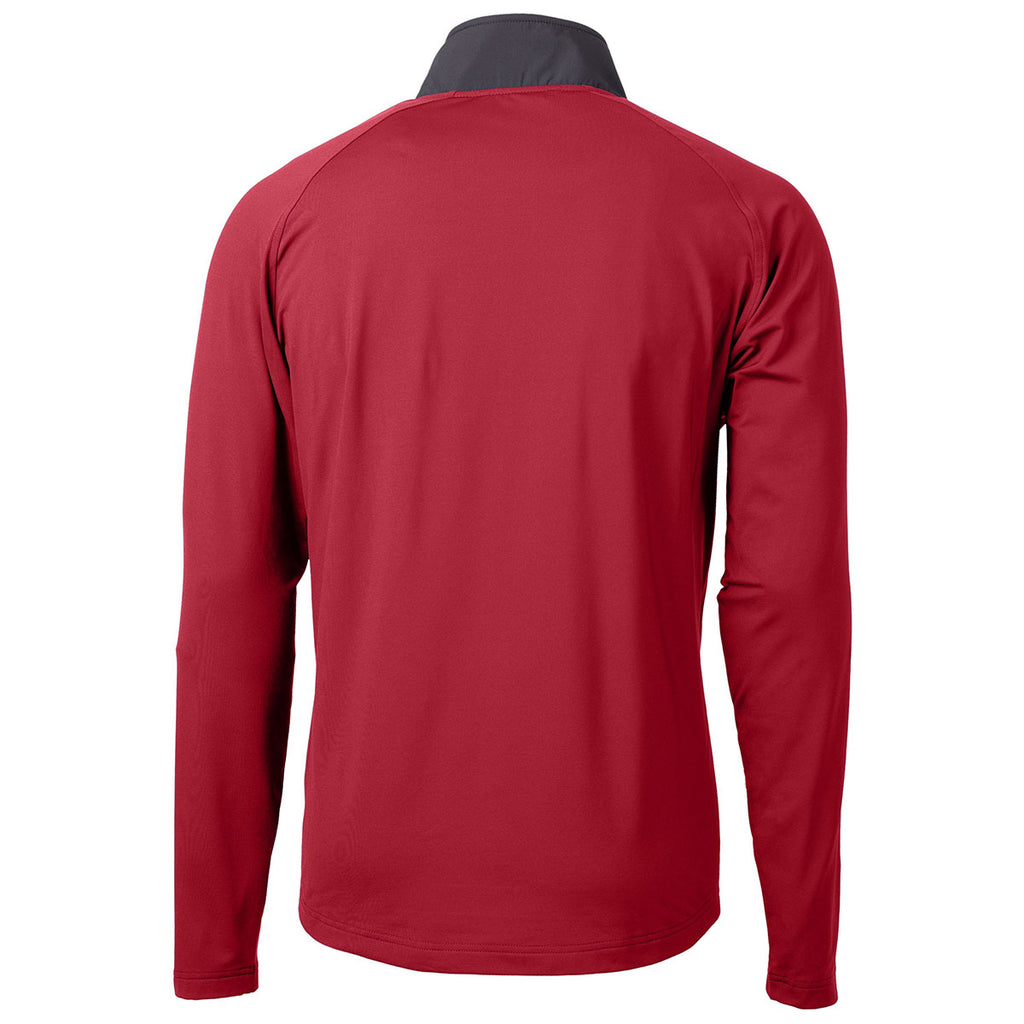 Cutter & Buck Men's Cardinal Red/Black Adapt Eco Knit Hybrid Recycled Quarter Zip