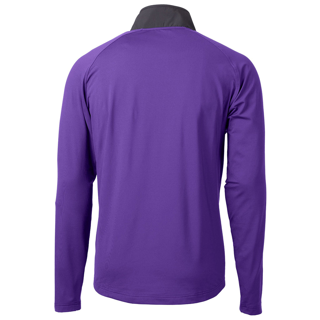 Cutter & Buck Men's College Purple/Black Adapt Eco Knit Hybrid Recycled Quarter Zip