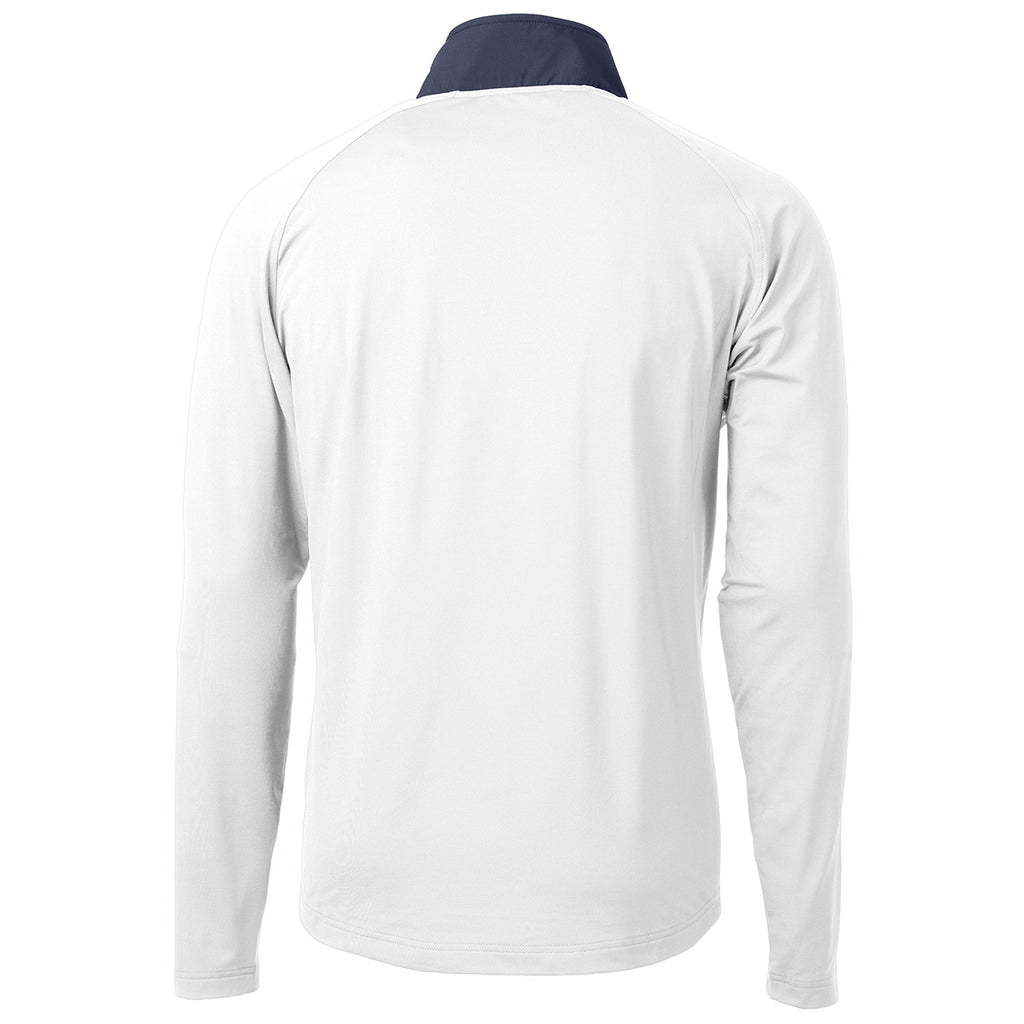 Cutter & Buck Men's White/Navy Blue Adapt Eco Knit Hybrid Recycled Quarter Zip