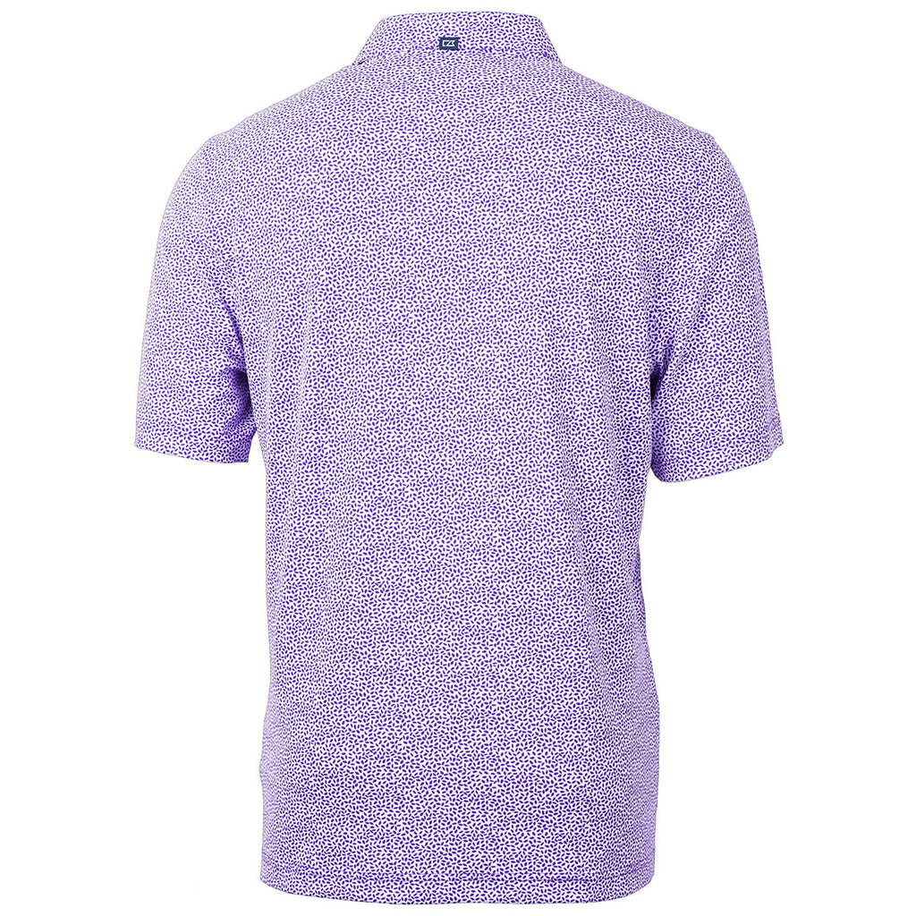 Cutter & Buck Men's College Purple Virtue Eco Pique Botanical Print Recycled Polo