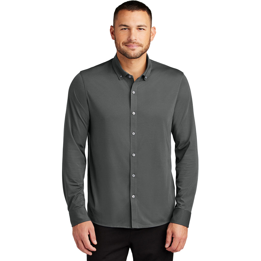 Mercer+Mettle Men's Anchor Grey Stretch Jersey Long Sleeve Shirt